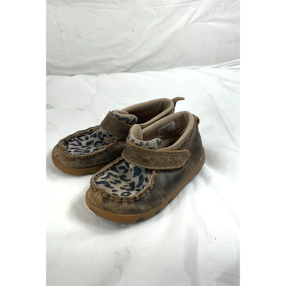 Twisted X Leopard Infant Baby Shoes Size 8 M Moc Leather Upper - Picture 4 of 16